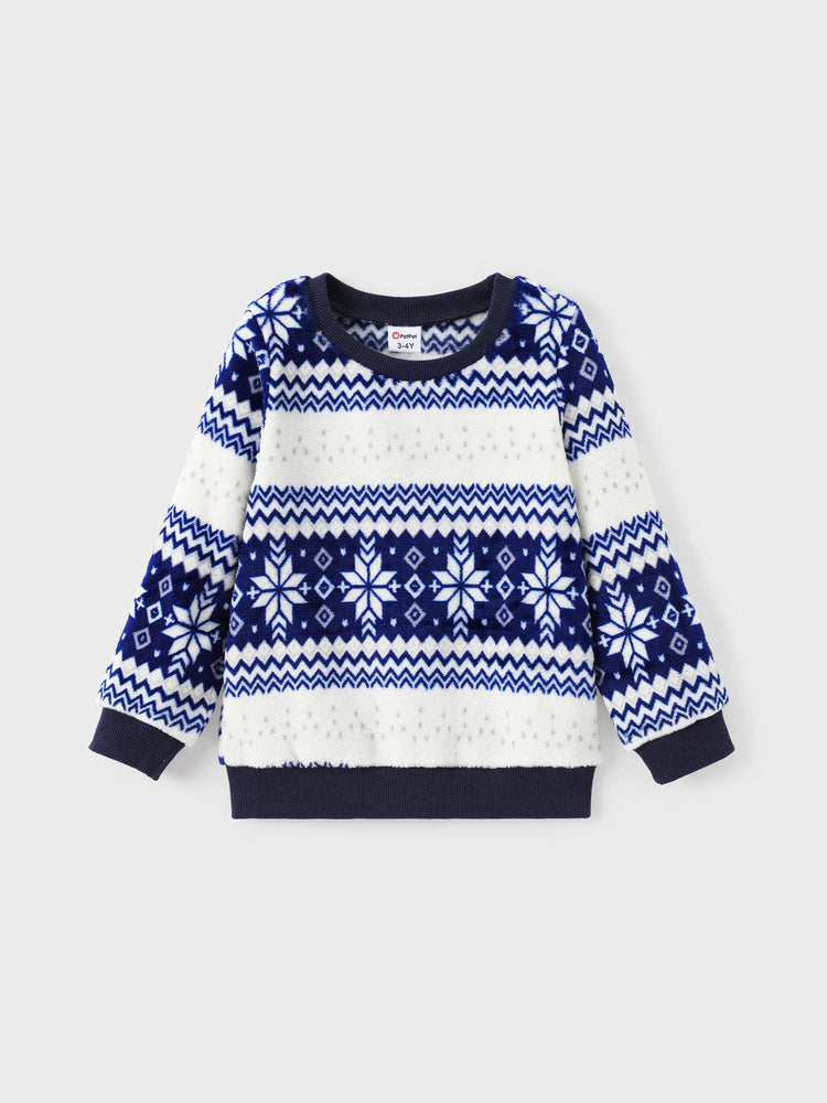 Sweat-shirt de Noël flocon de neige pour tout-petit garçon/fille bleu/noir