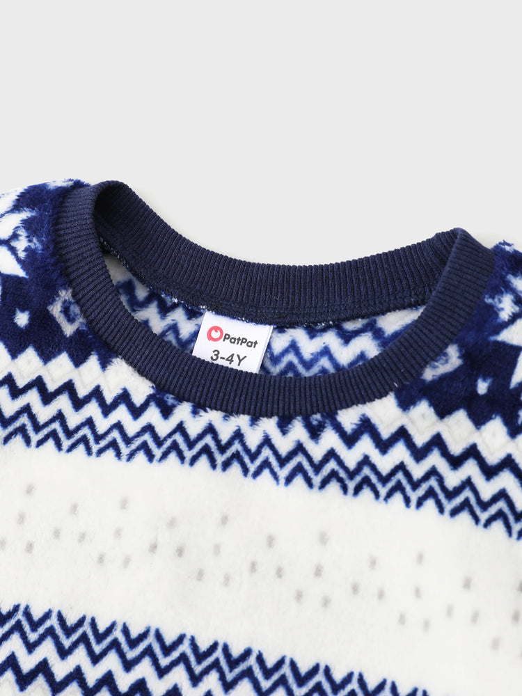 Sweat-shirt de Noël flocon de neige pour tout-petit garçon/fille bleu/noir