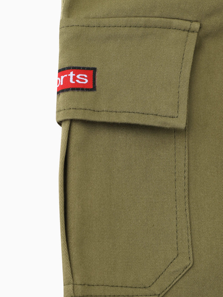 Kid Boy Casual Pocket Design Baumwoll-Cargohose Armeegrün