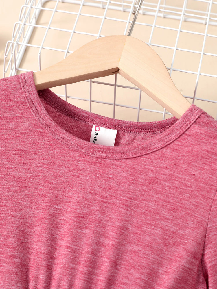 Kid Girl 2pcs Ruffled Irregular Top and Floral Print Leggings Set Roseo