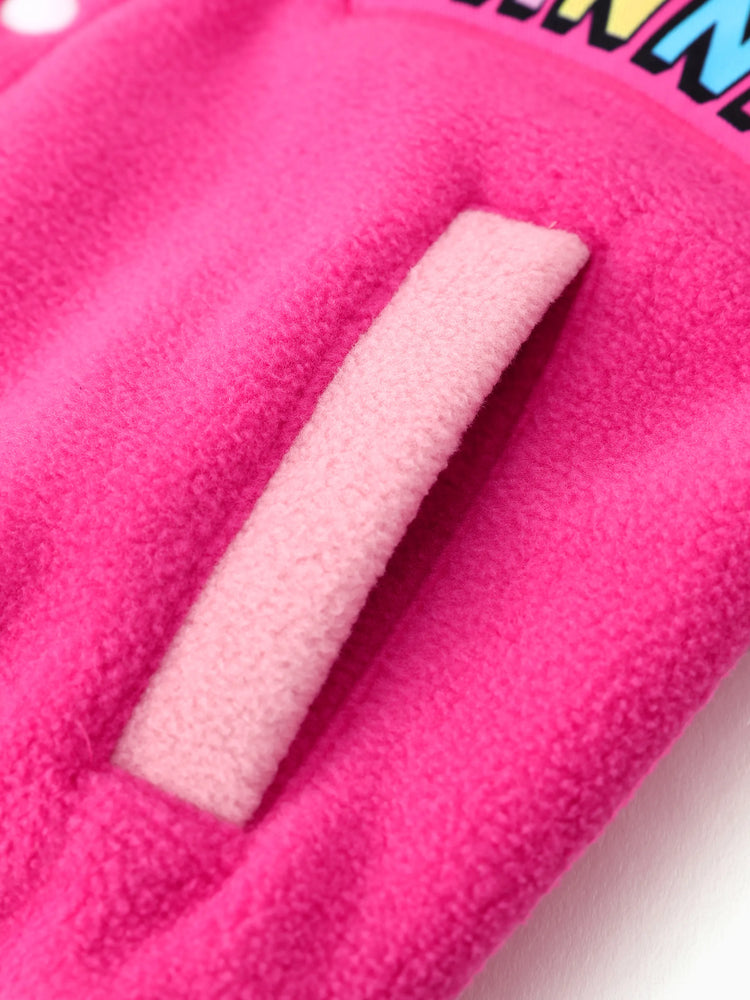 Disney Mickey and Friends Toddler/Kid Girl 1pc Minnie Embroidered Colorblock Plush Jacket Rose pink