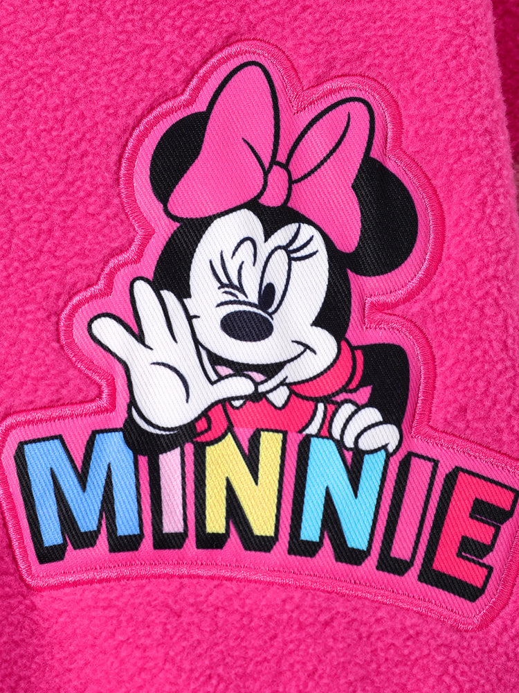 Disney Mickey and Friends Toddler/Kid Girl 1pc Minnie Embroidered Colorblock Plush Jacket Rose pink