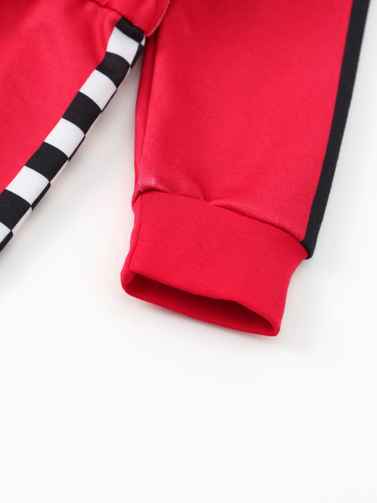 Hot Wheels Toddler Boy 1pc Colorblock Logo Print Long-sleeve Racing Jumpsuit Red