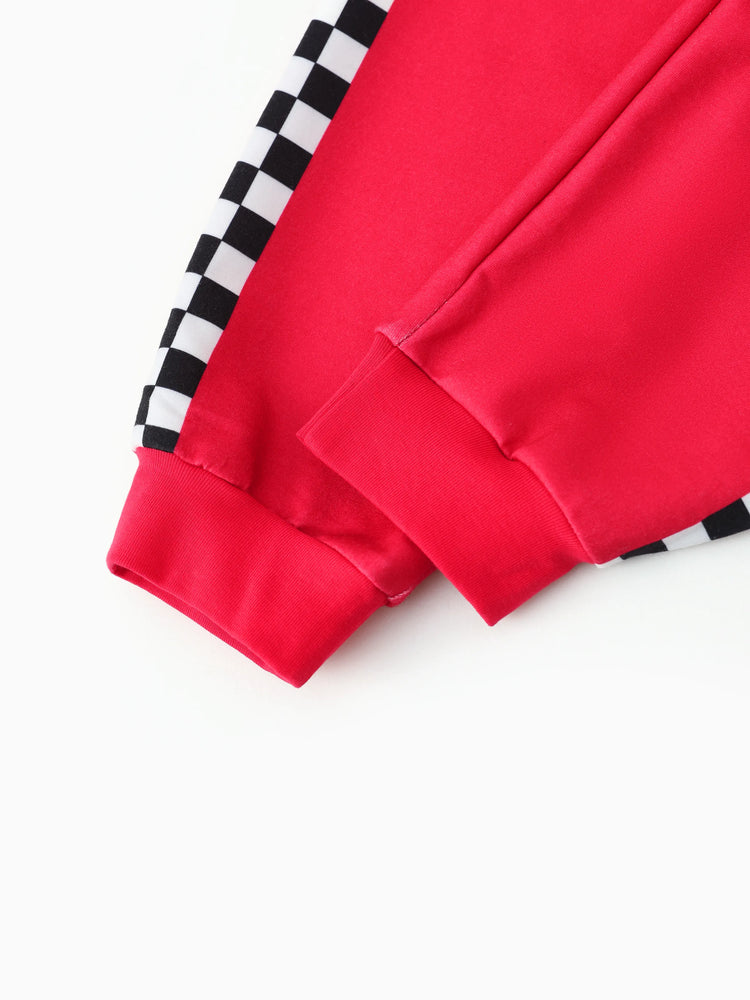 Hot Wheels Toddler Boy 1pc Colorblock Logo Print Long-sleeve Racing Jumpsuit Red