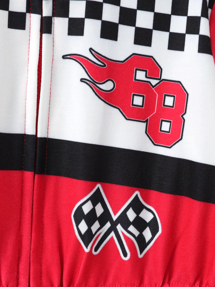 Hot Wheels Toddler Boy 1pc Colorblock Logo Print Long-sleeve Racing Jumpsuit Red