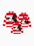 Disney Mickey and Friends Family matching 1pc Character Pattern Striped Long-sleeve Knitwear Sweater Red