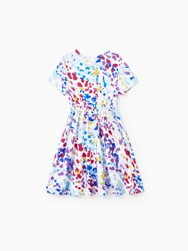 Lot de 2 robes décontractées imprimées et unies pour petite fille, violettes