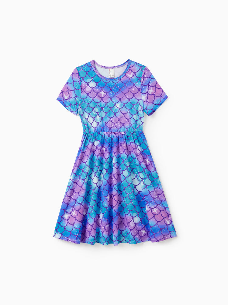 Lot de 2 robes décontractées imprimées et unies pour petite fille, vertes