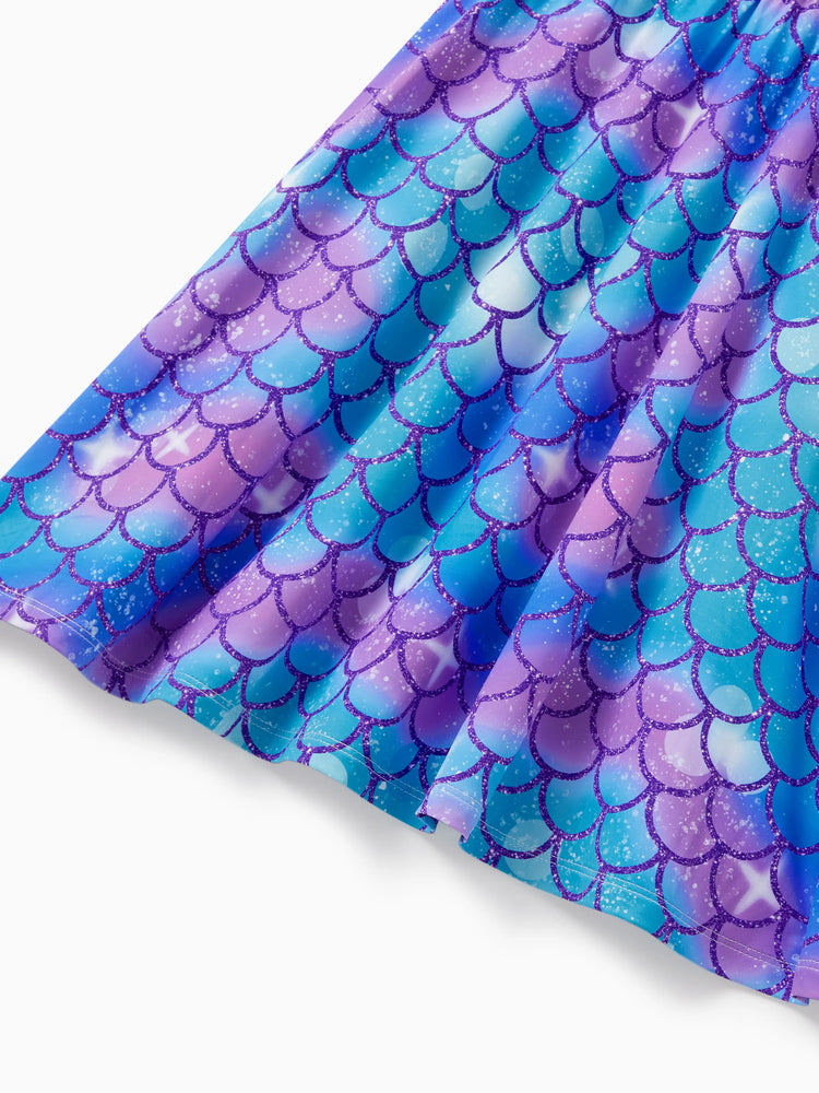 Lot de 2 robes décontractées imprimées et unies pour petite fille, vertes