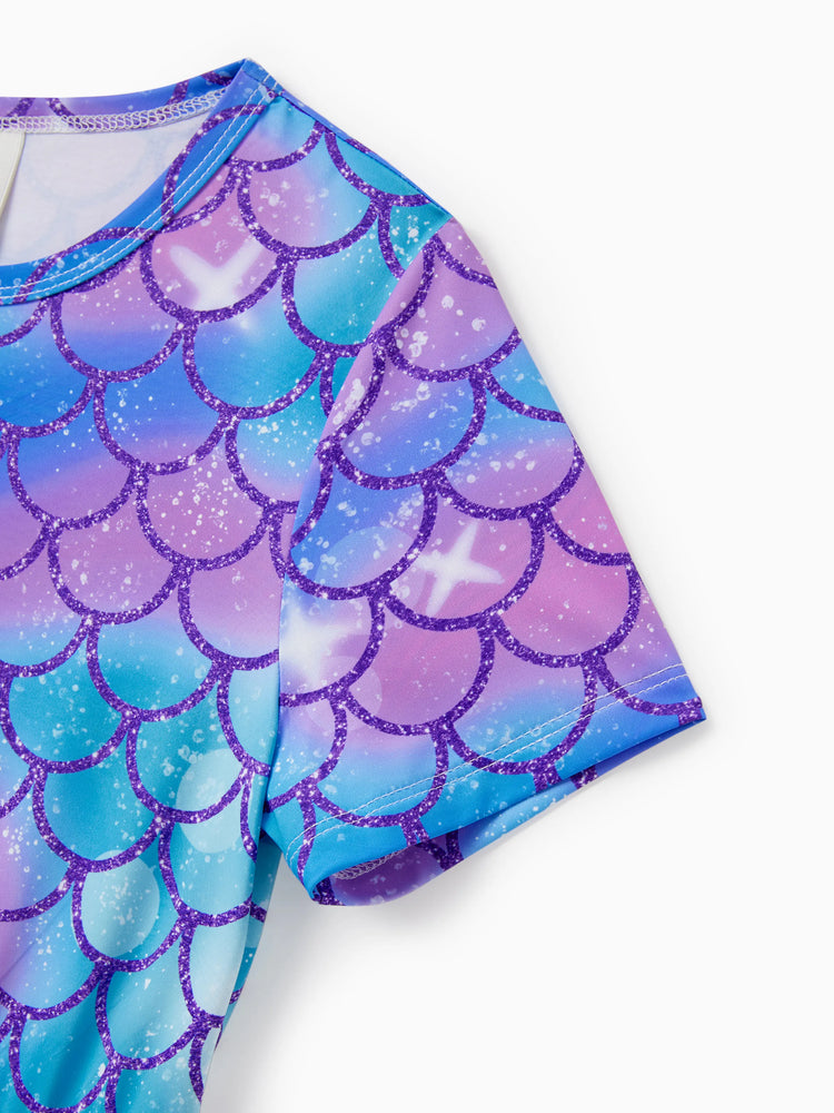 Lot de 2 robes décontractées imprimées et unies pour petite fille, vertes