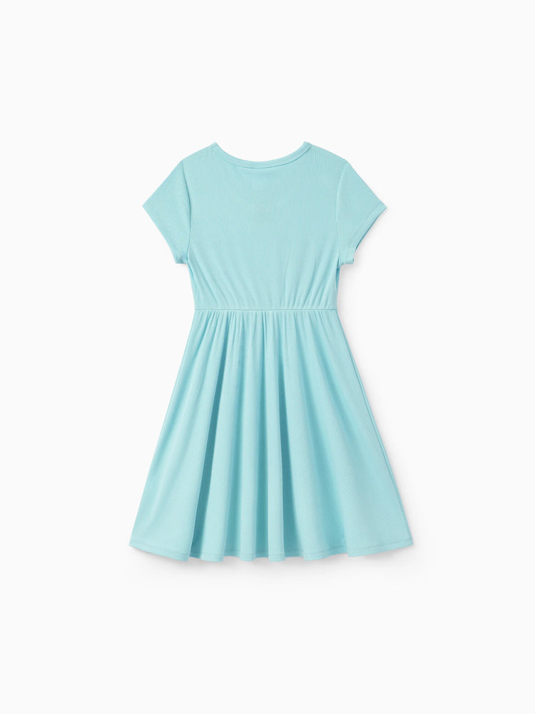 Lot de 2 robes décontractées imprimées et unies pour petite fille, vertes