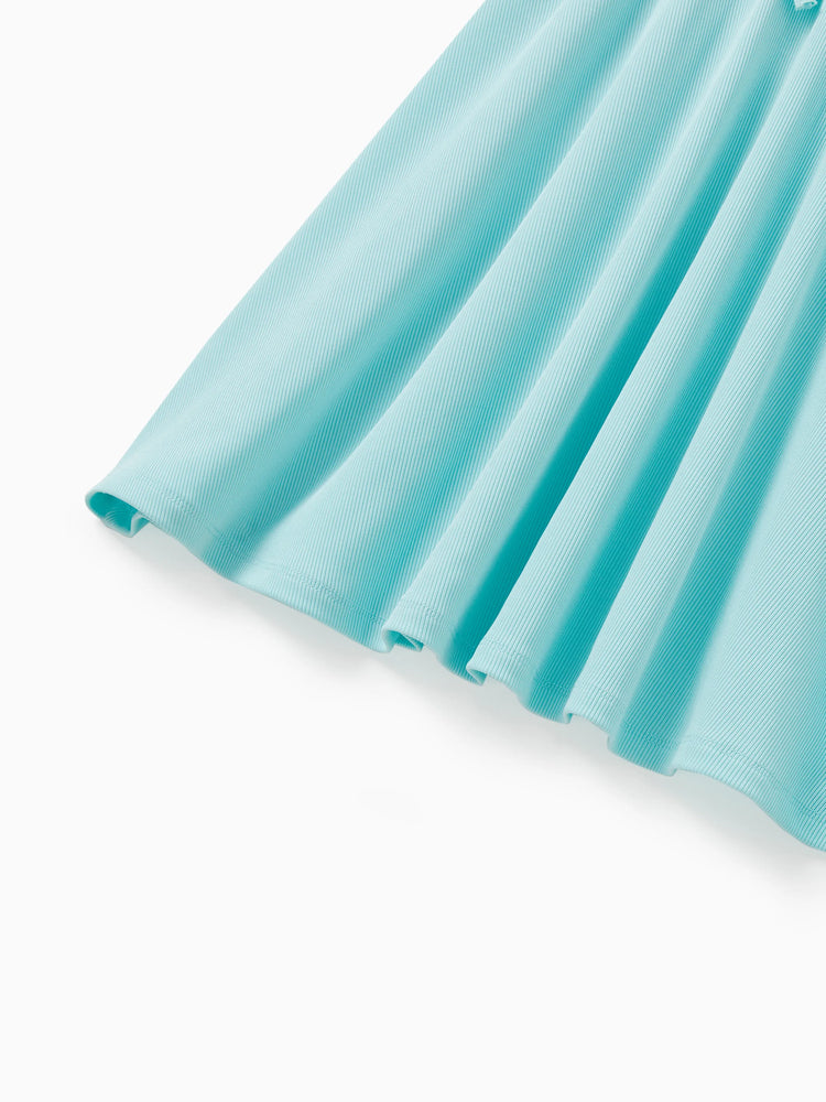 Lot de 2 robes décontractées imprimées et unies pour petite fille, vertes