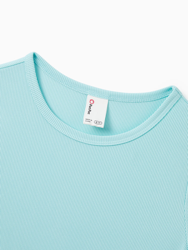 Lot de 2 robes décontractées imprimées et unies pour petite fille, vertes