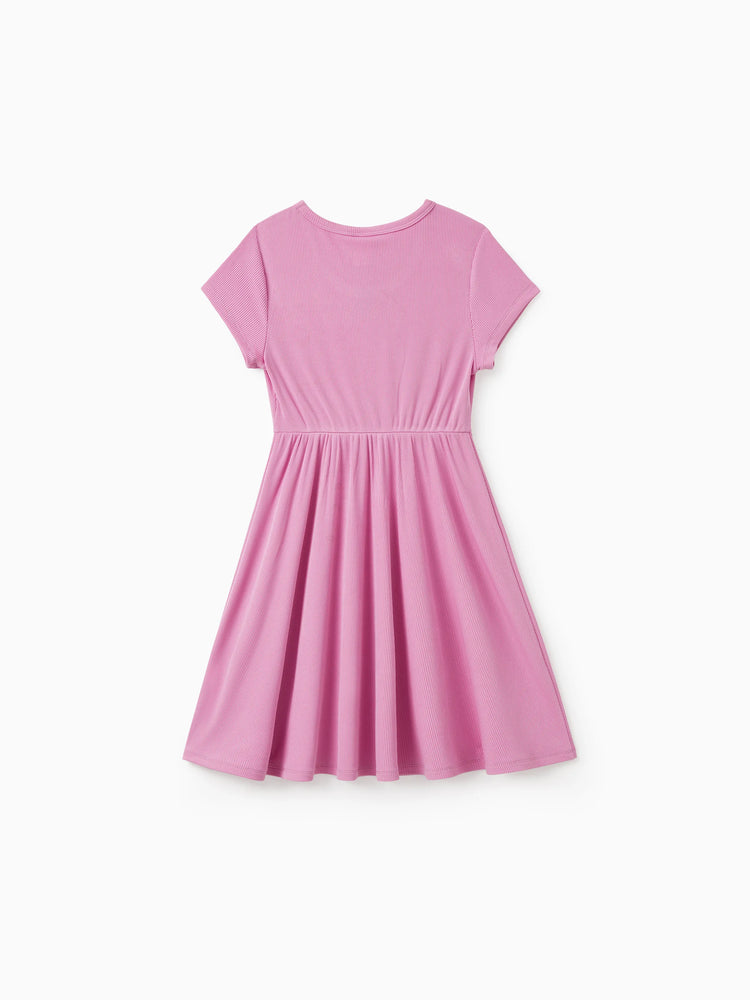 2-Pack Toddler/Kid Girl Printed & Solid Causal Dress Pink