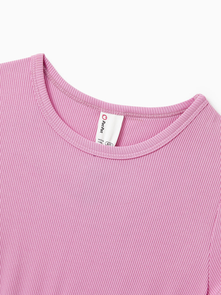 2-Pack Toddler/Kid Girl Printed & Solid Causal Dress Pink