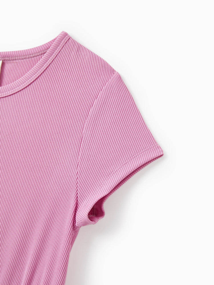 2-Pack Toddler/Kid Girl Printed & Solid Causal Dress Pink