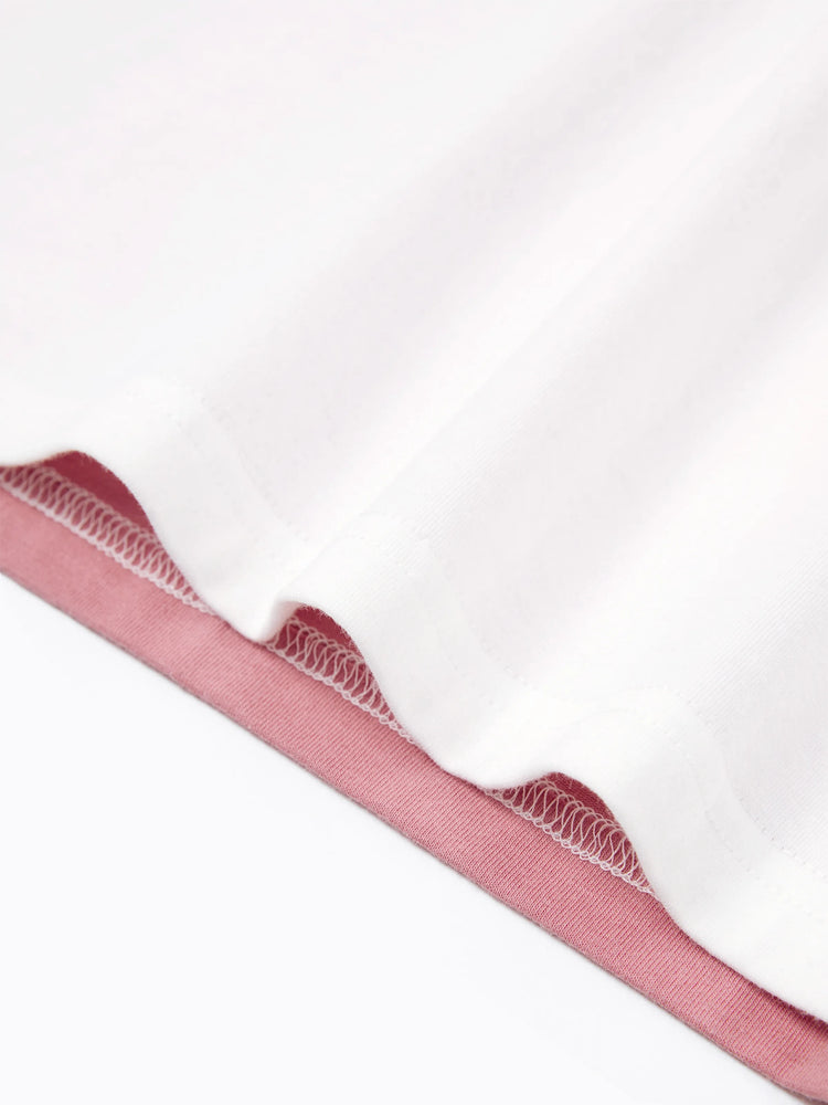 Family Matching Blue Cotton Colorblock Tee Shirt or Flora Print Smocking Puff-sleeve Dress Set
 Pink