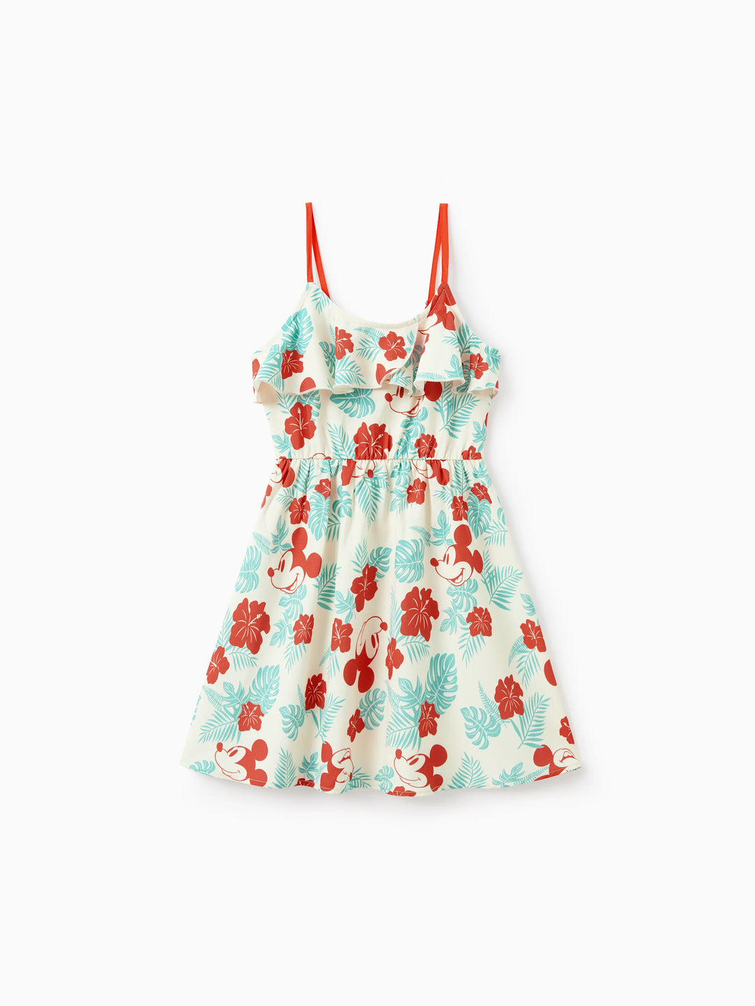 Disney Mickey and Friends Family Matching Naia™ Floral Allover Print Shirt/Sleeveless Hollow-out Dress/Romper Multi-color
