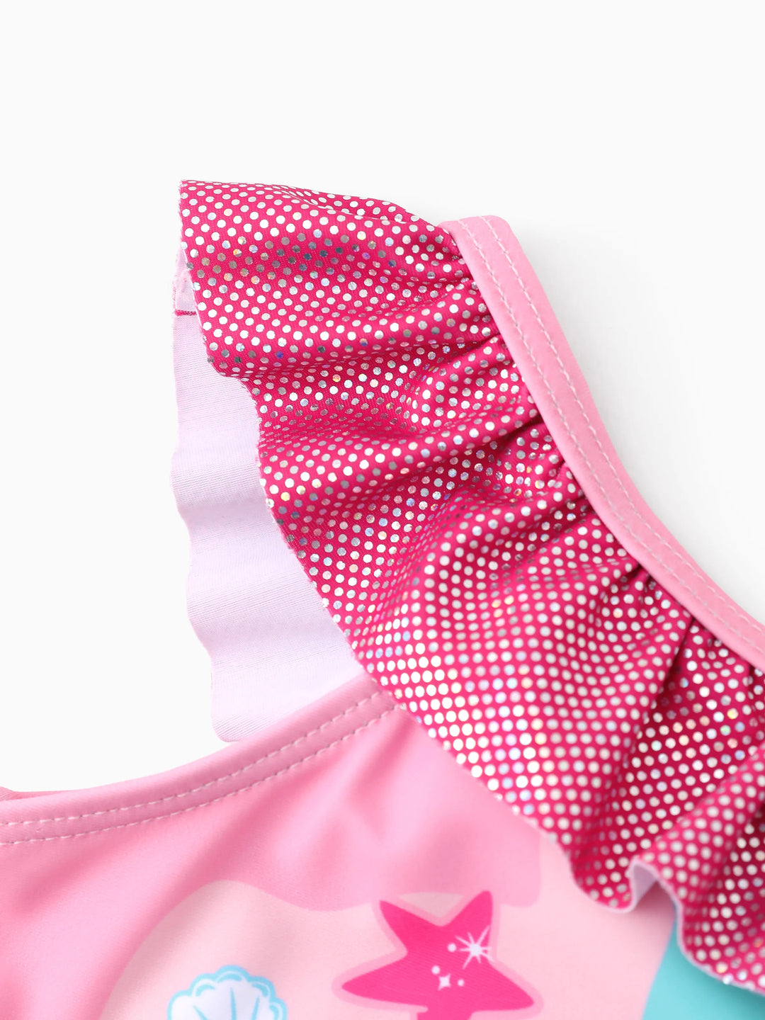 Maillot de bain 1 pièce pour petite fille de la Pat'Patrouille, motif Skye, matière brillante, volants, protection UPF 50+, rose vif