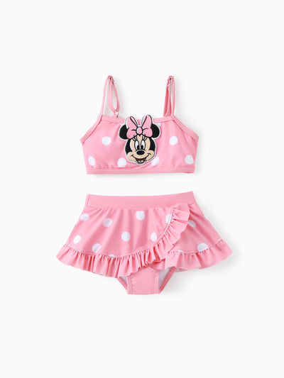 Disney Mickey and Friends Baby/Toddler Girl 2pcs Watermelon Polka Dots Embroidered Minnie Patch Swimsuit Pink