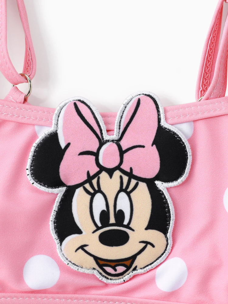 Maillot de bain 2 pièces Disney Mickey et ses amis pour bébé/petite fille, motif pastèque à pois, brodé Minnie Patch, rose