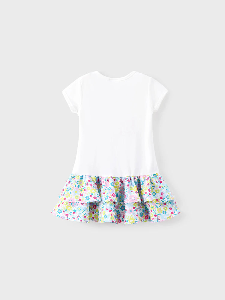 Robe à volants fleurie Skye Everest pour petite fille, blanche, de la Pat'Patrouille