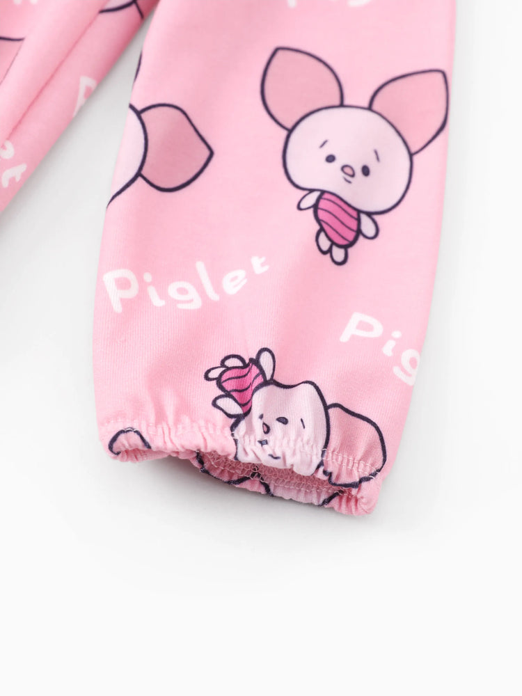 Disney Winnie the Pooh Baby/Toddler Girl 2pcs Naia? Piglet Pattern Ruffled Top And Cotton Leggings Set Pink