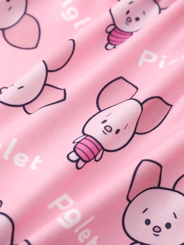 Disney Winnie the Pooh Baby/Toddler Girl 2pcs Naia? Piglet Pattern Ruffled Top And Cotton Leggings Set Pink