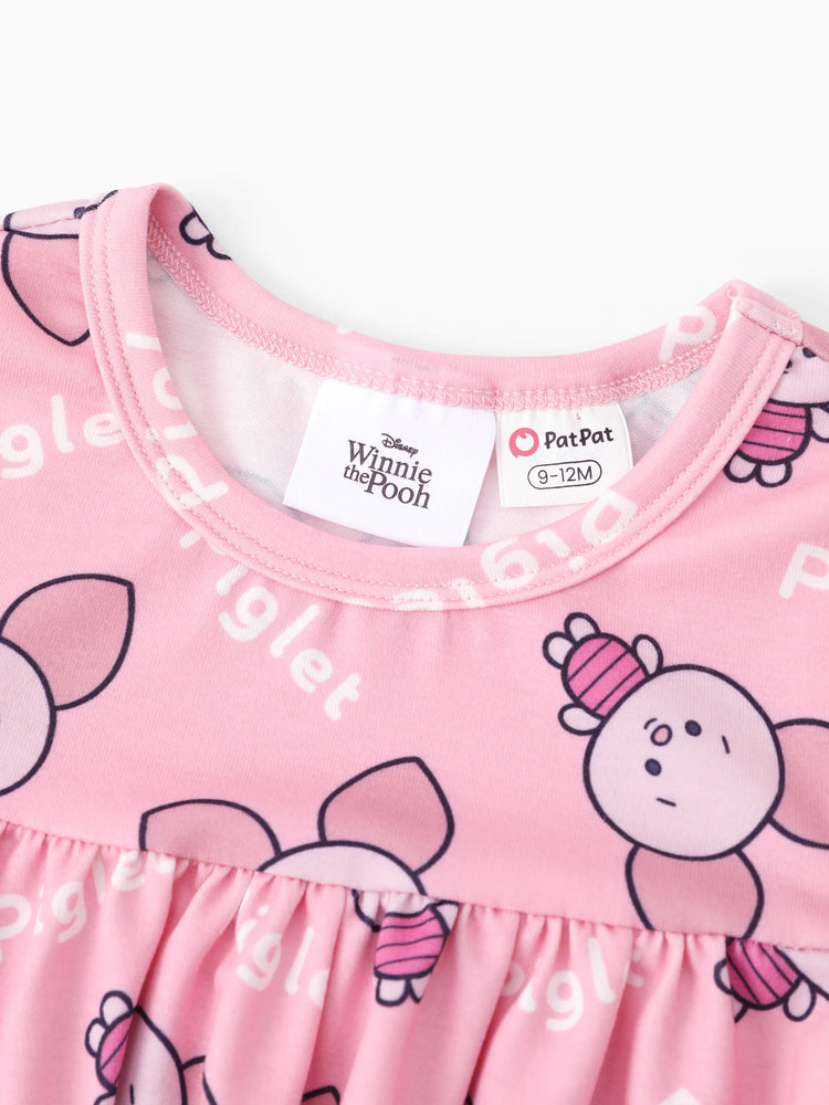 Disney Winnie the Pooh Baby/Toddler Girl 2pcs Naia? Piglet Pattern Ruffled Top And Cotton Leggings Set Pink