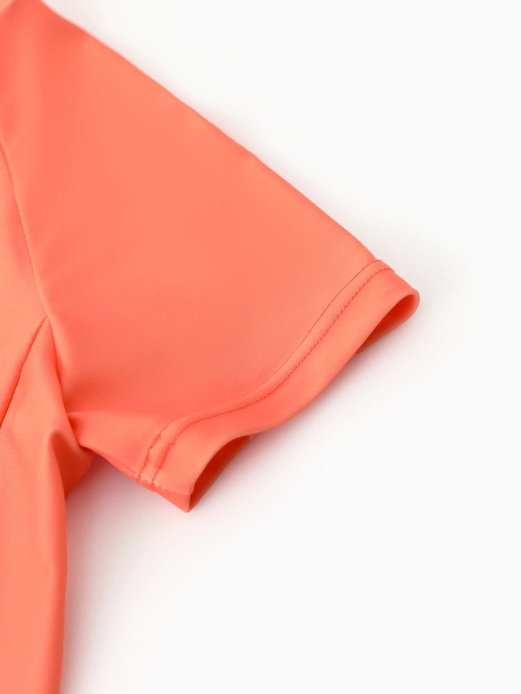 Disney Princess Toddler Girl 2pcs Moana Floral Print Colorblock Short-sleeve Top and Trunks UPF 50+ Swimsuit Set Orange