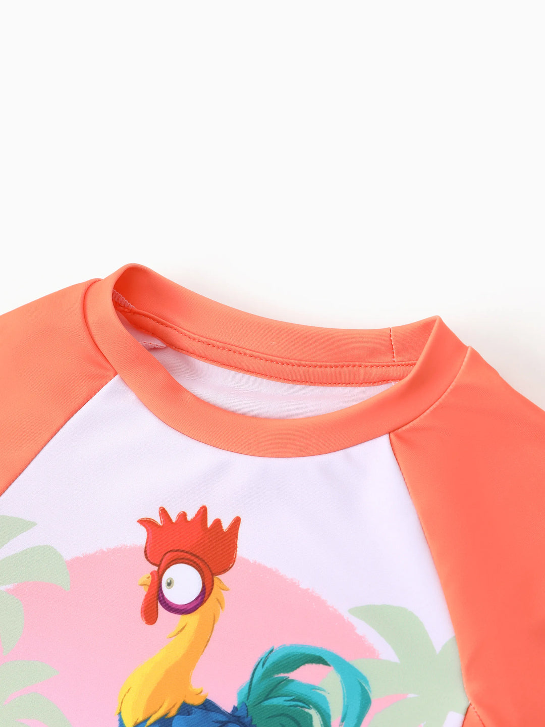 Disney Princess Toddler Girl 2pcs Moana Floral Print Colorblock Short-sleeve Top and Trunks UPF 50+ Swimsuit Set Orange