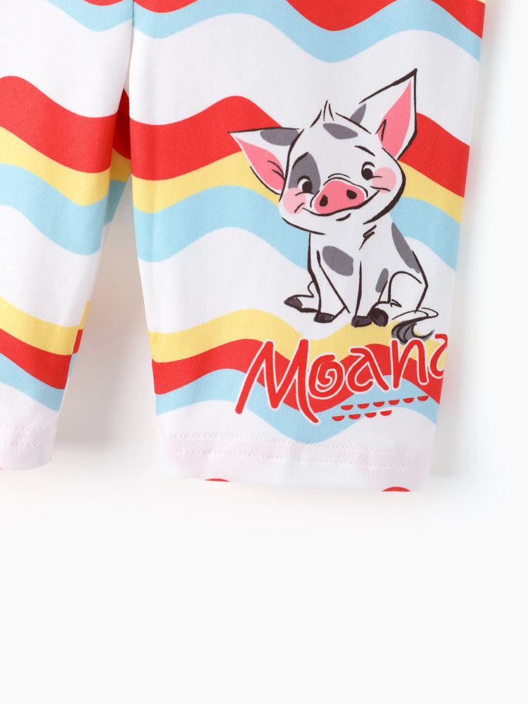 Disney Princess Toddler Girl 2pcs Naia™ Moana Pattern Ruffled Hem Top And Pant Set Yellow