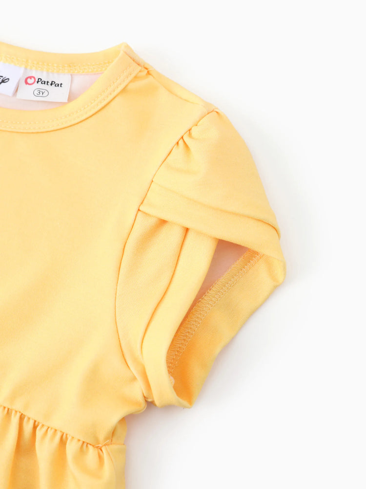 Disney Princess Toddler Girl 2pcs Naia™ Moana Pattern Ruffled Hem Top And Pant Set Yellow