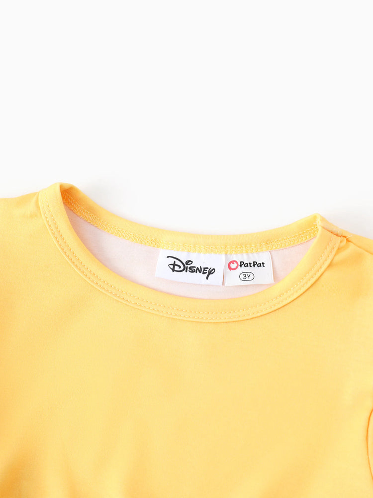 Disney Princess Toddler Girl 2pcs Naia™ Moana Pattern Ruffled Hem Top And Pant Set Yellow