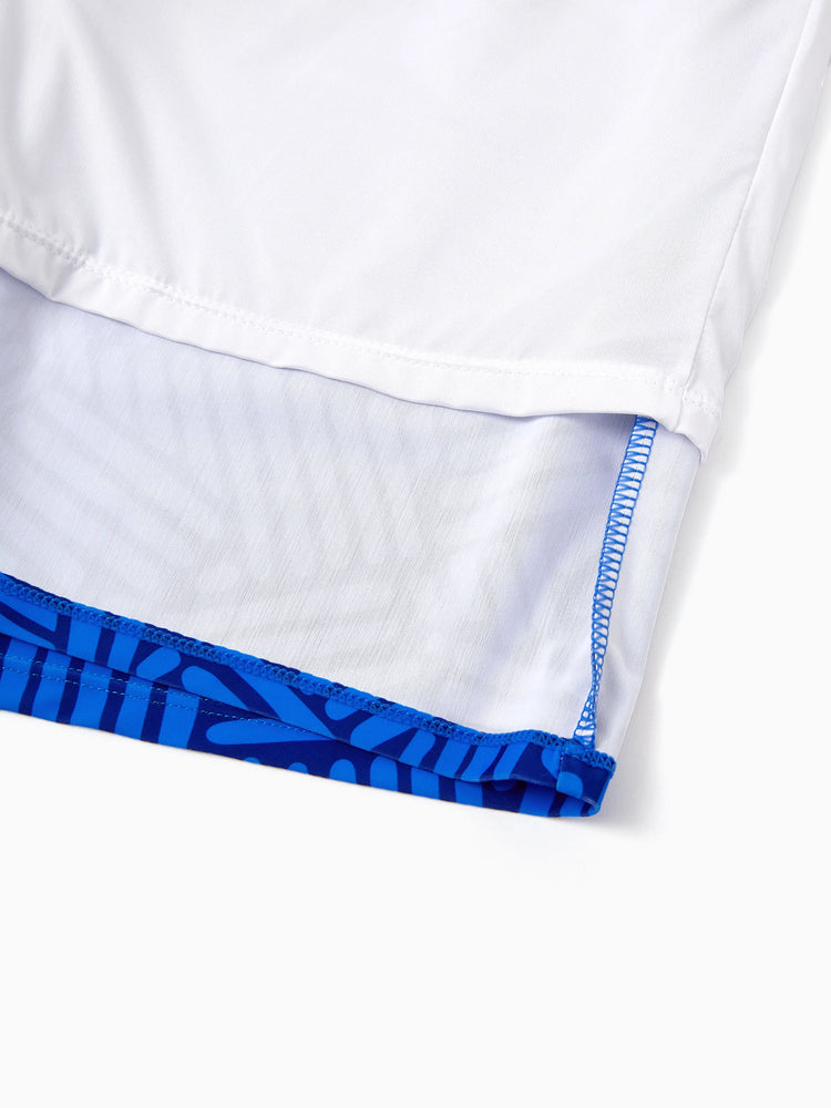 Family Matching Blue Ruffle One-piece Swimsuit or Swim Trunks Blue