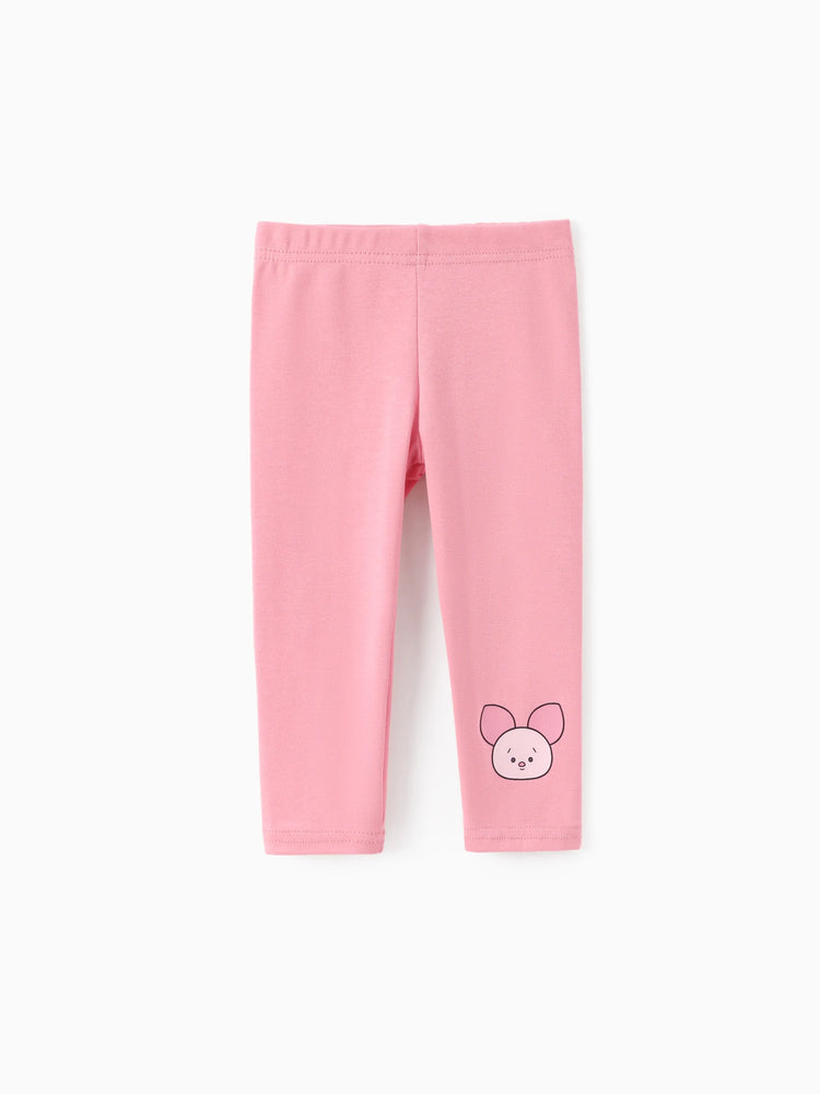 Disney Winnie the Pooh Baby/Toddler Girl 2pcs Naia? Piglet Pattern Ruffled Top And Cotton Leggings Set Pink