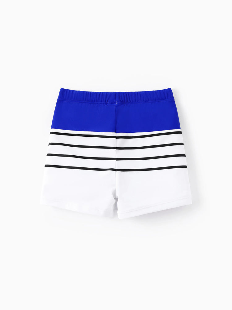Family Matching Blue Drawstring Swim Trunks or Blue One-Piece Strap Swimsuit
 Blue