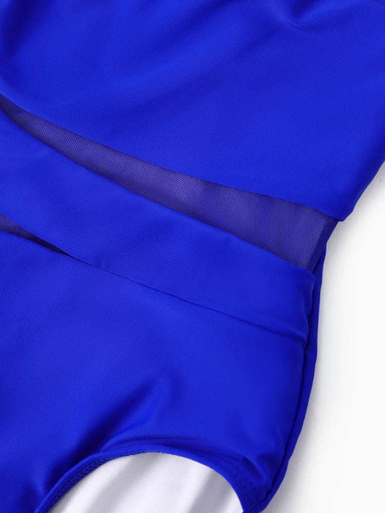 Family Matching Blue Drawstring Swim Trunks or Blue One-Piece Strap Swimsuit
 Blue