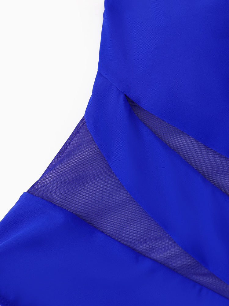 Family Matching Blue Drawstring Swim Trunks or Blue One-Piece Strap Swimsuit
 Blue