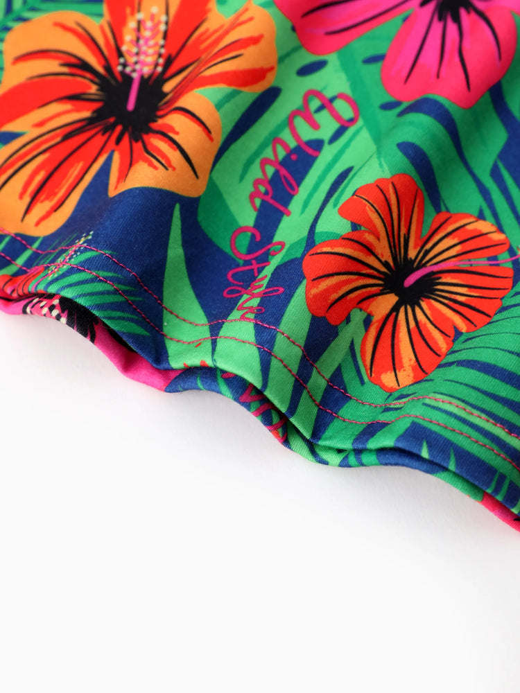 PAW Patrol Toddlers Girl 1pc Skye Tropical Plant Sleeveless Dresse Hot Pink