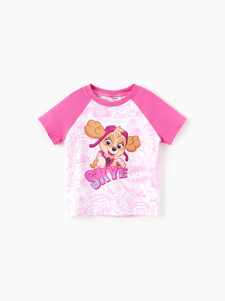 Haut à manches courtes à motif graffiti Chase/Skye/Rubble pour petite fille, 1 pièce, Pat'Patrouille, rose