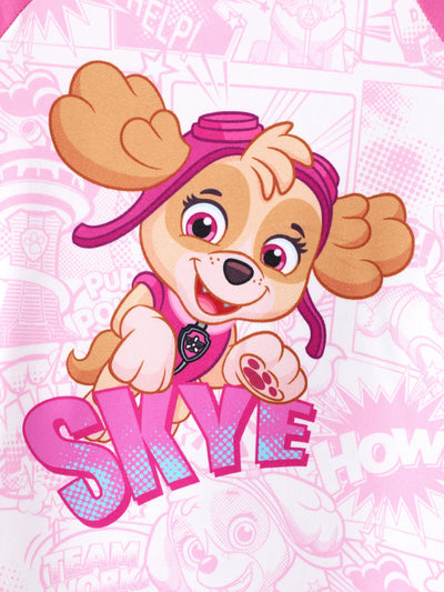 PAW Patrol Toddlers Girl 1pc Chase/Skye/Rubble Graffiti Pattern Colorblock Short-sleeve Top Pink