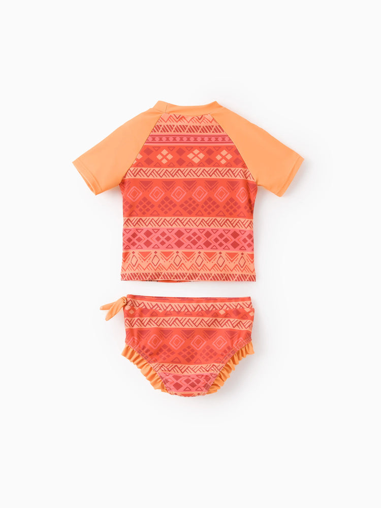 Disney Prinzessin Kleinkind Mädchen 2pcs Ariel Charakter Print Kurzärmeliges Oberteil und Shorts Badeanzug orange