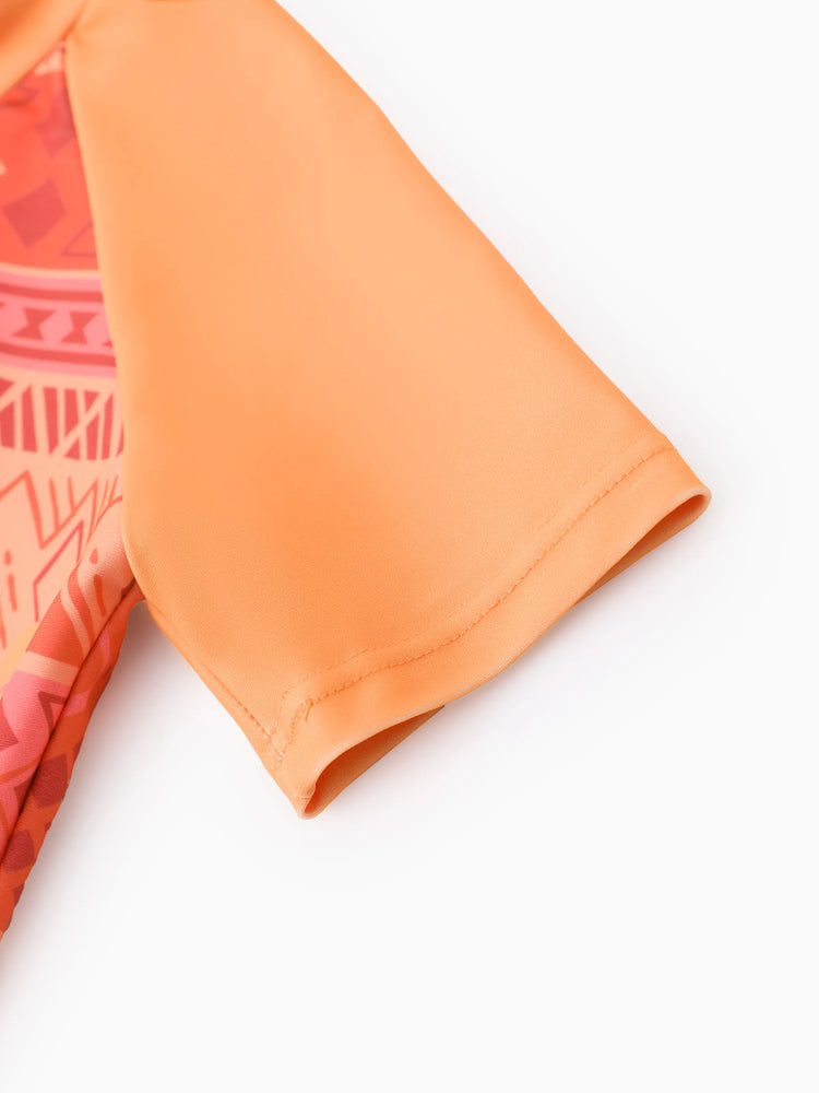 Disney Prinzessin Kleinkind Mädchen 2pcs Ariel Charakter Print Kurzärmeliges Oberteil und Shorts Badeanzug orange