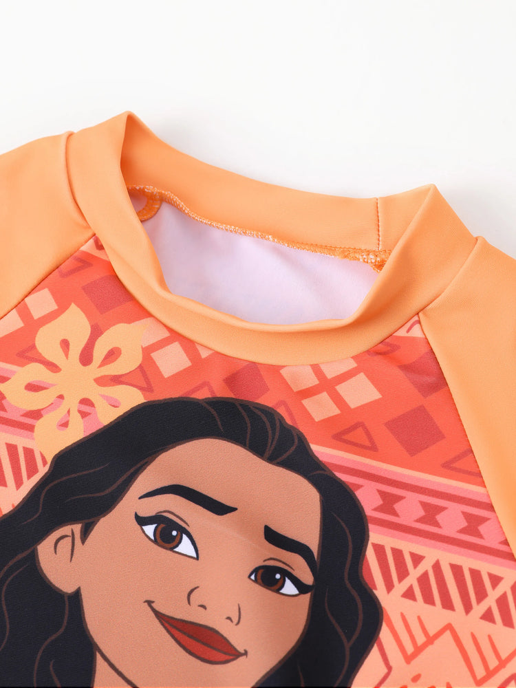 Disney Prinzessin Kleinkind Mädchen 2pcs Ariel Charakter Print Kurzärmeliges Oberteil und Shorts Badeanzug orange