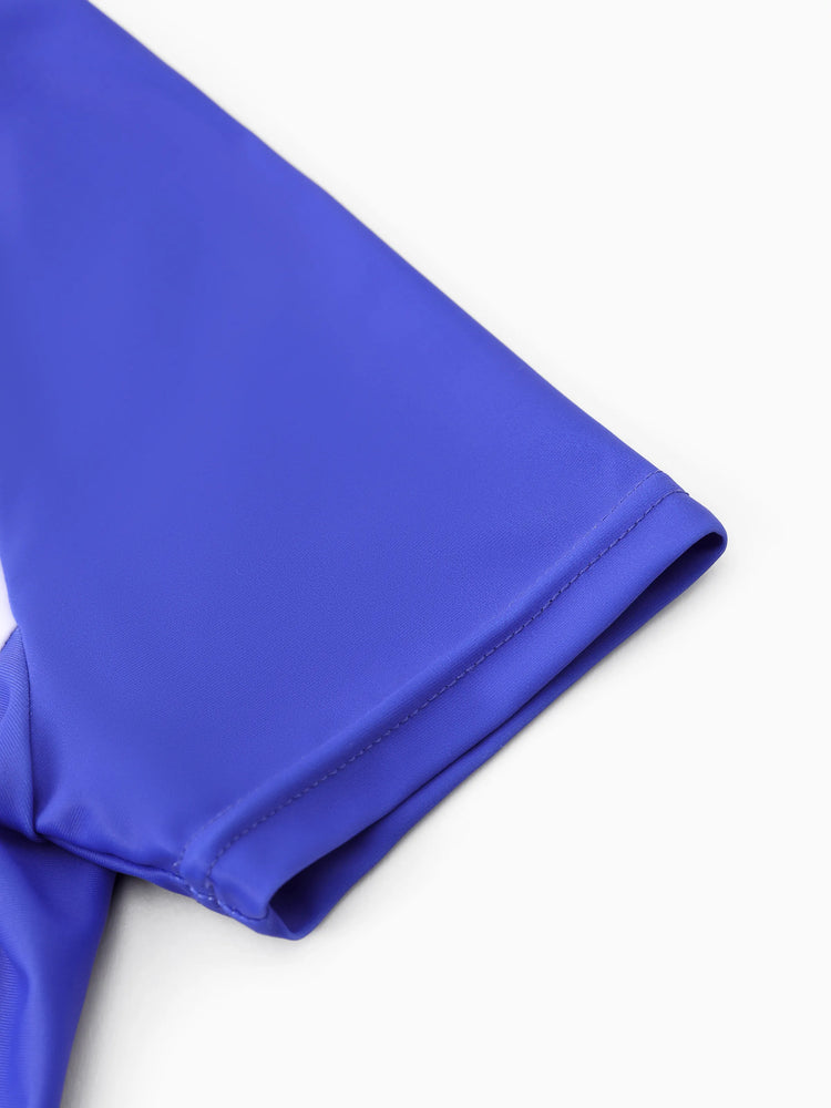 Maillot de bain 2 pièces Disney Stitch pour fille, haut à manches courtes et short à imprimé floral tropical, protection UPF 50+, violet