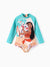 Disney Princess Toddler Girl 1pc Moana Colorblock Ruffled Zipper UPF 40+ Long-sleeve Swimsuit Turquoise