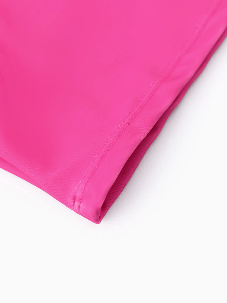 Ensemble maillot de bain 2 pièces Barbie pour petite fille, avec lunettes à rayures, imprimé cocotier, débardeur et short à nœud papillon, protection UPF 50+, rose vif