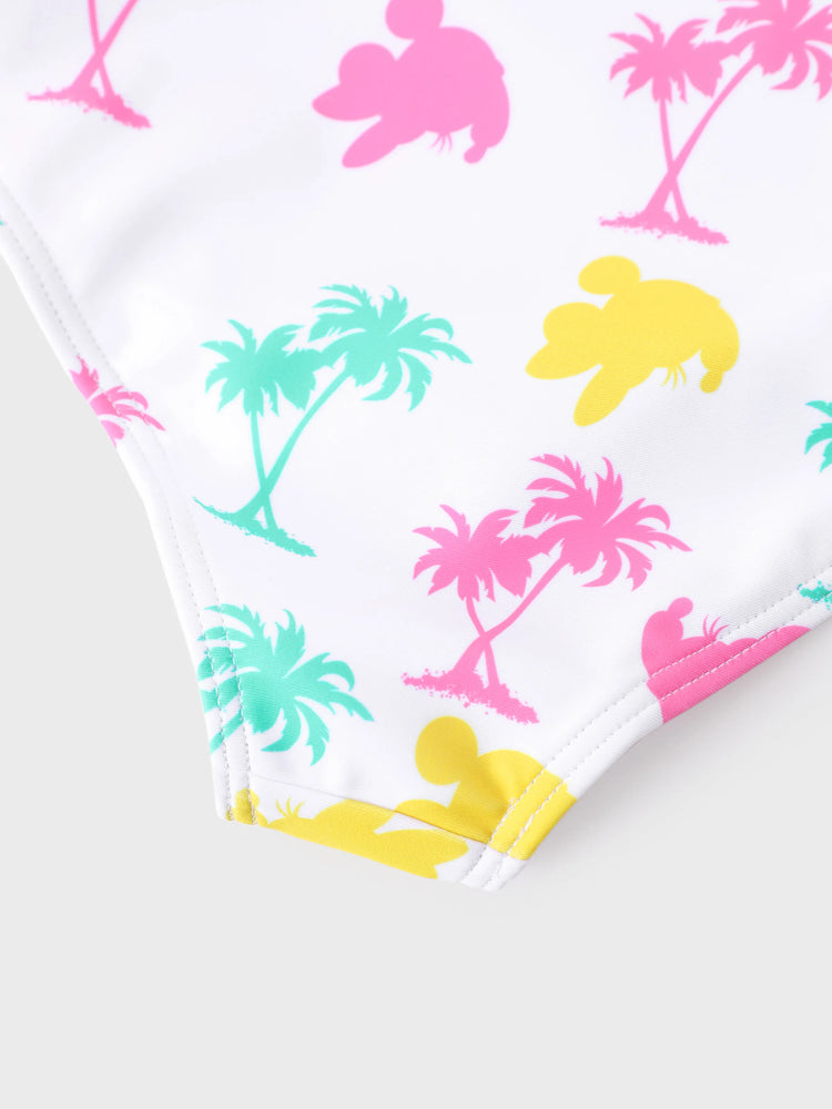 Disney Mickey and Friends Toddler/Kid Girl 1pc Minnie Mouse Floral Print UPF 50+ Swimsuit White