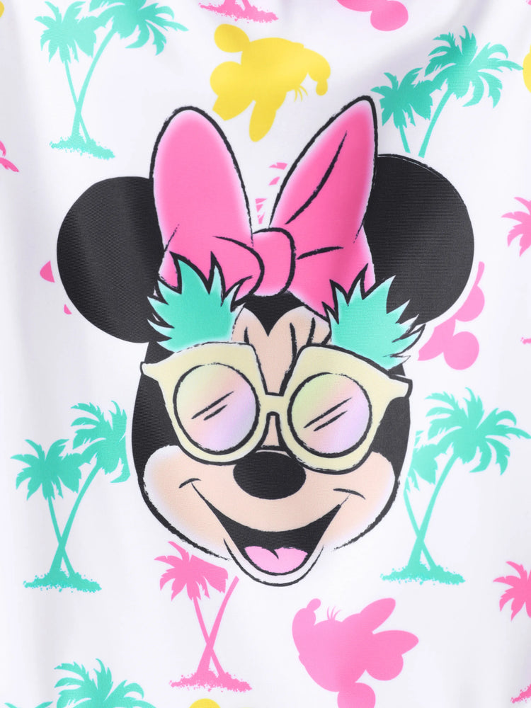 Disney Mickey and Friends Toddler/Kid Girl 1pc Minnie Mouse Floral Print UPF 50+ Swimsuit White
